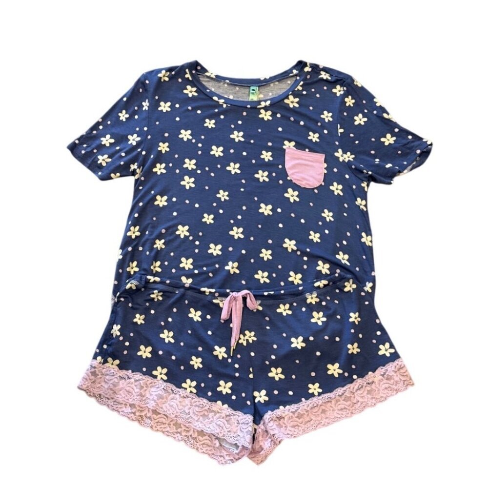 Honeydew Intimates Women's Night Floral Something Sweet Shortie Set Blue M NWT